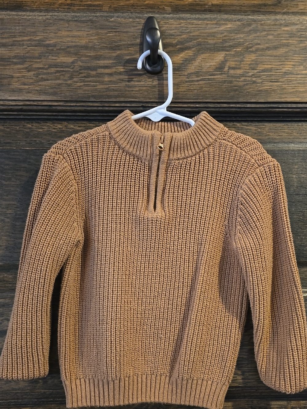 Women’s Half-Zip Chunky Knit Sweater in Camel
